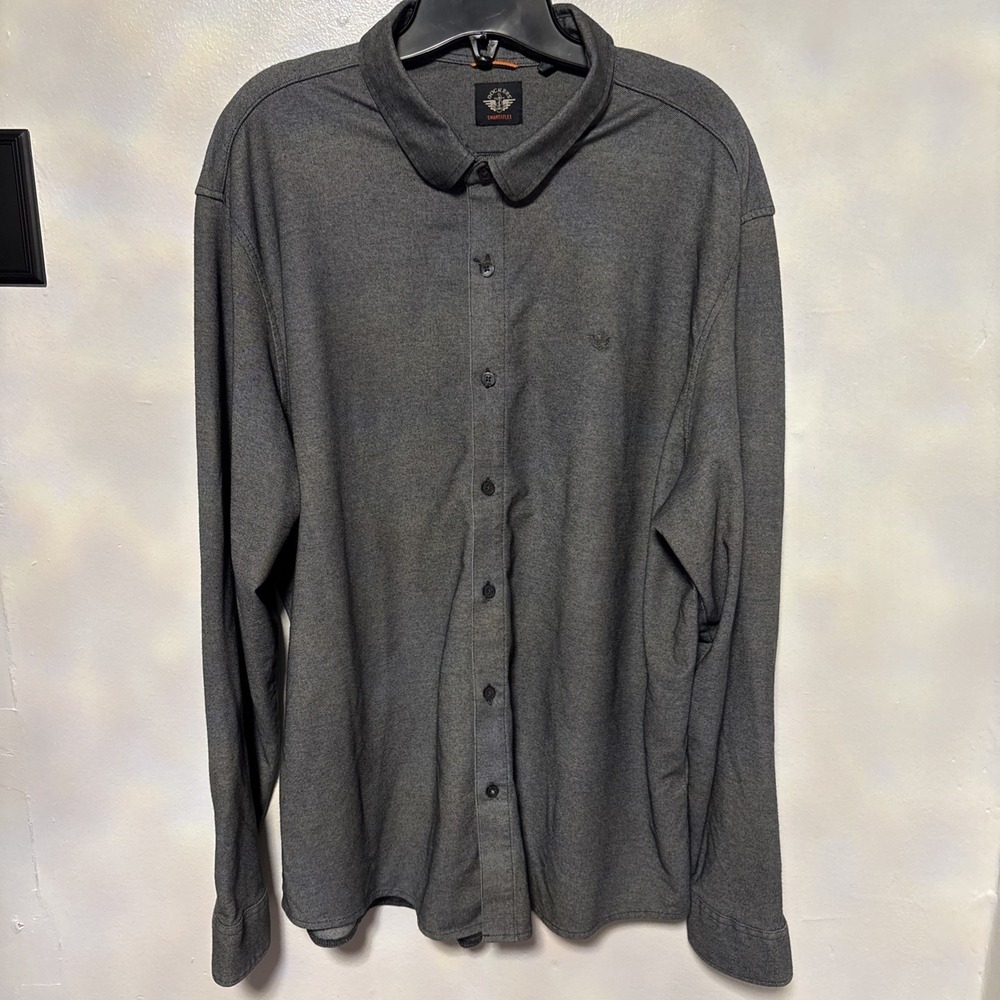 Dockers XXL 2XL  Smart 360 Flex Ultimate Button Up Long Sleeve Shirt Gray NEW‎